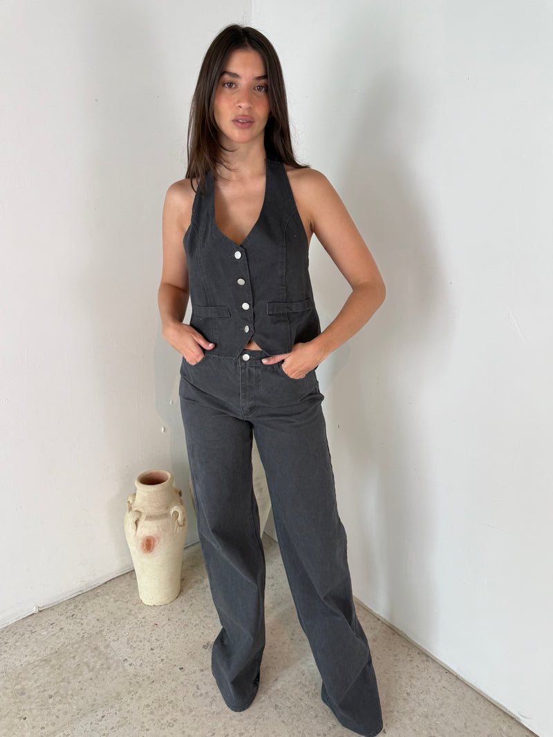 Charcoal Halter Top & Pant Set