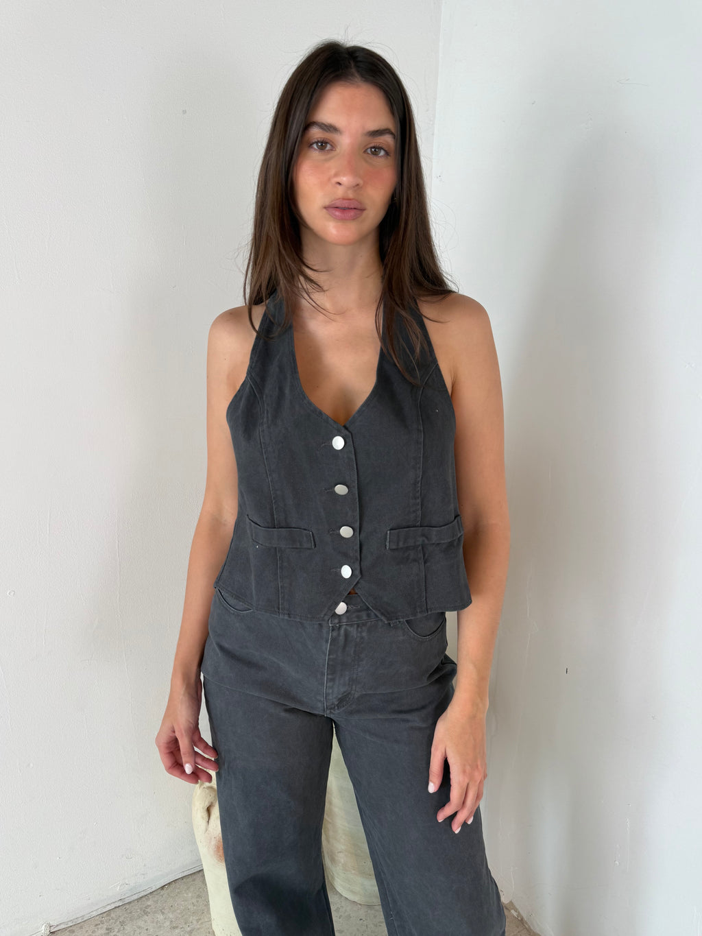 Charcoal Halter Top & Pant Set