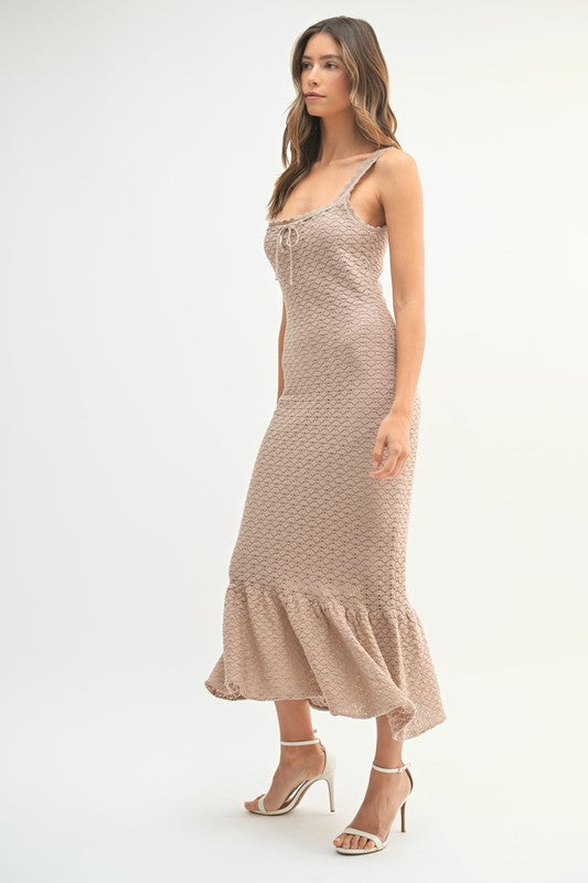 Crochet Mocha Midi Dress