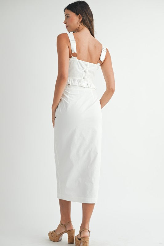 White Ruffle Hem & Skirt Set