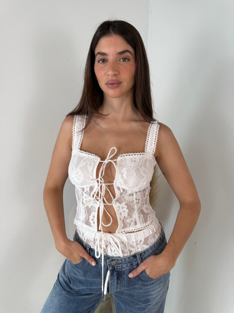 Front Tie Lace Top