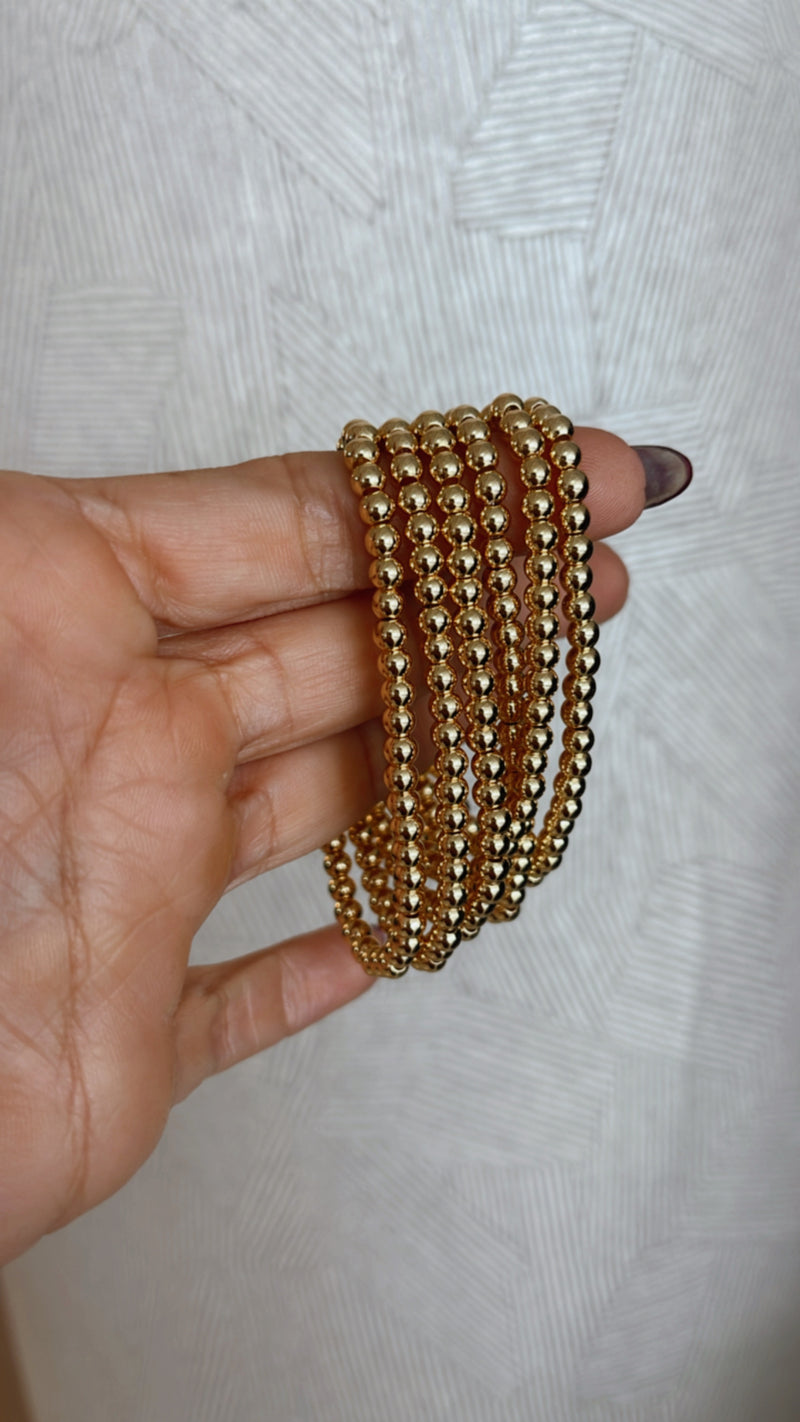 Gold Stretchy Beaded Bracelet