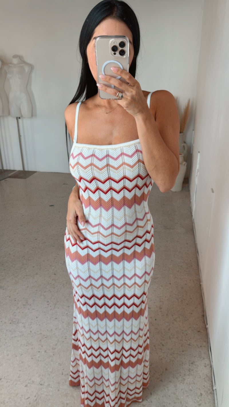 Pointelle Chevron Maxi Dress