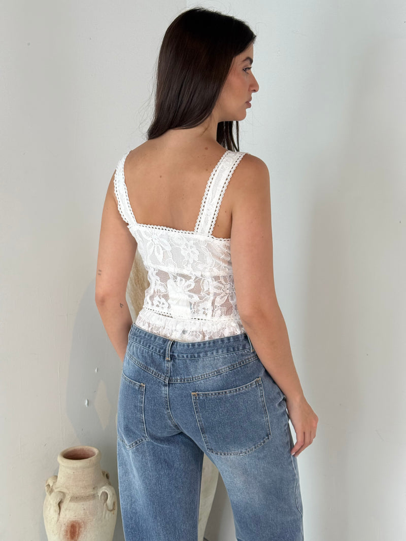 Lace Low Rise Denim Jean