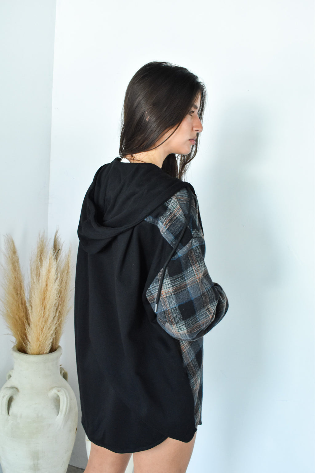 Plaid LS Hooded Jacket