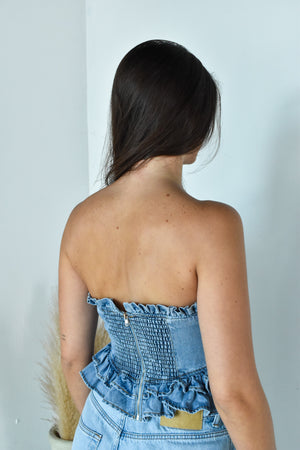 Ruffle Denim Top