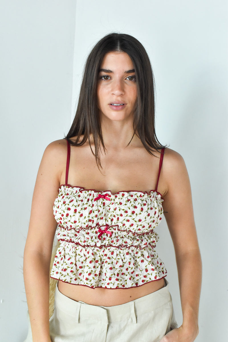 Mini Floral Ruffle Top