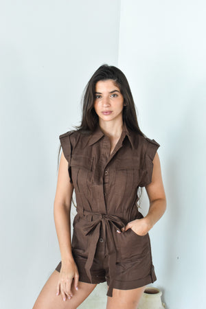 Choco Buttondown Romper