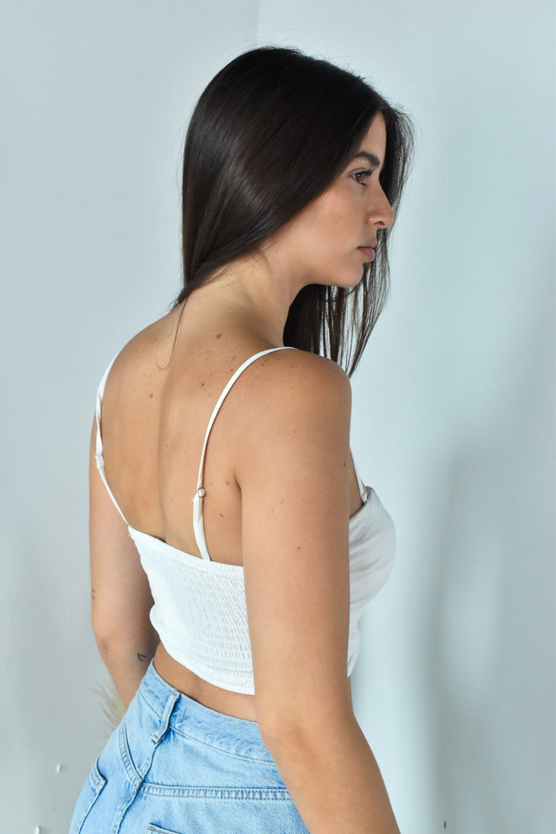 White Knot Crop Top