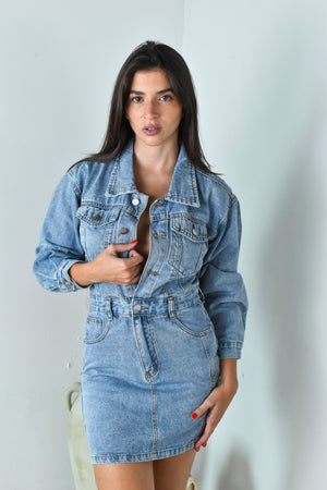 Denim LS Mini Dress