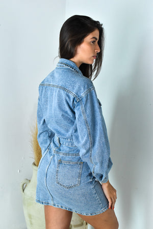 Denim LS Mini Dress