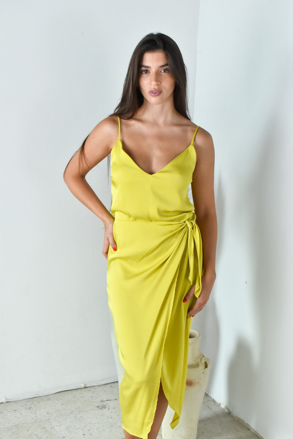 Chartreuse Wrap Dress