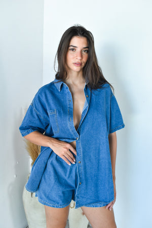 SS Denim Top & Short Set