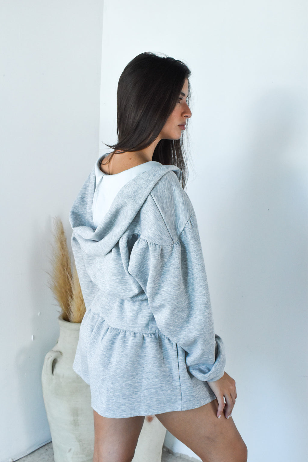 Hooded LS Grey Romper