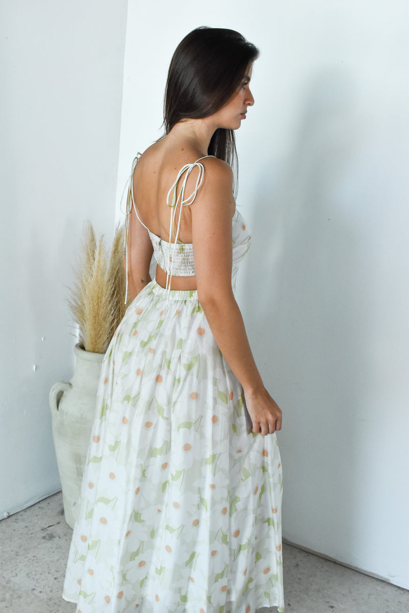 Lime Flower Maxi Dress