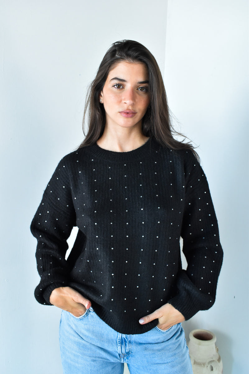 Black Cristal Sweater Top