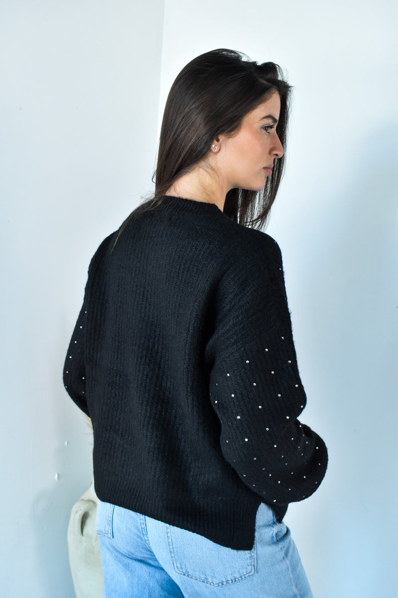 Black Cristal Sweater Top