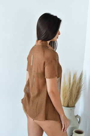 Mesh Brown SS Top