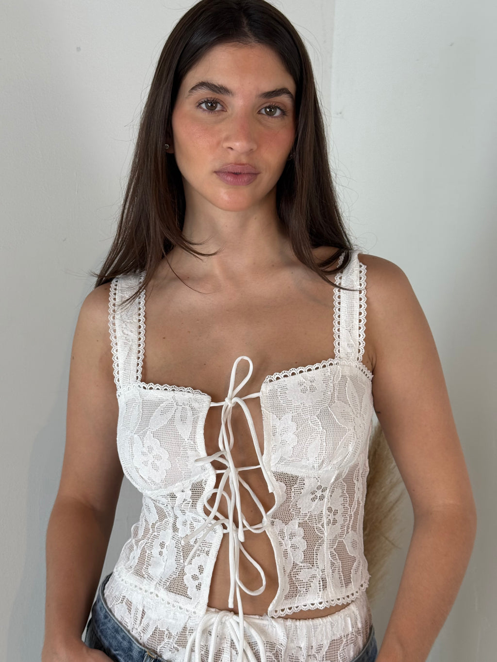 Front Tie Lace Top