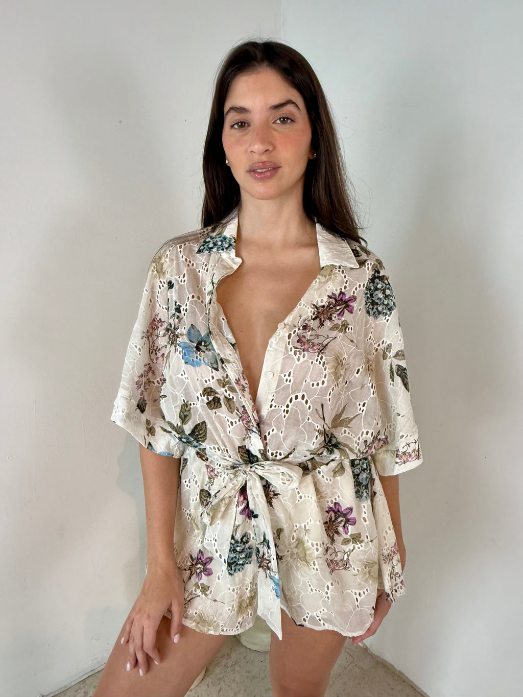 Floral Waist Tie Romper