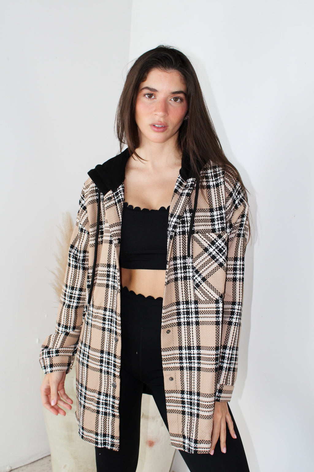 Contrast Plaid Jacket