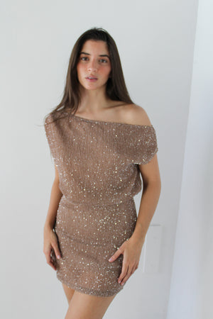 Dusty Rose Sequin Mini Dress