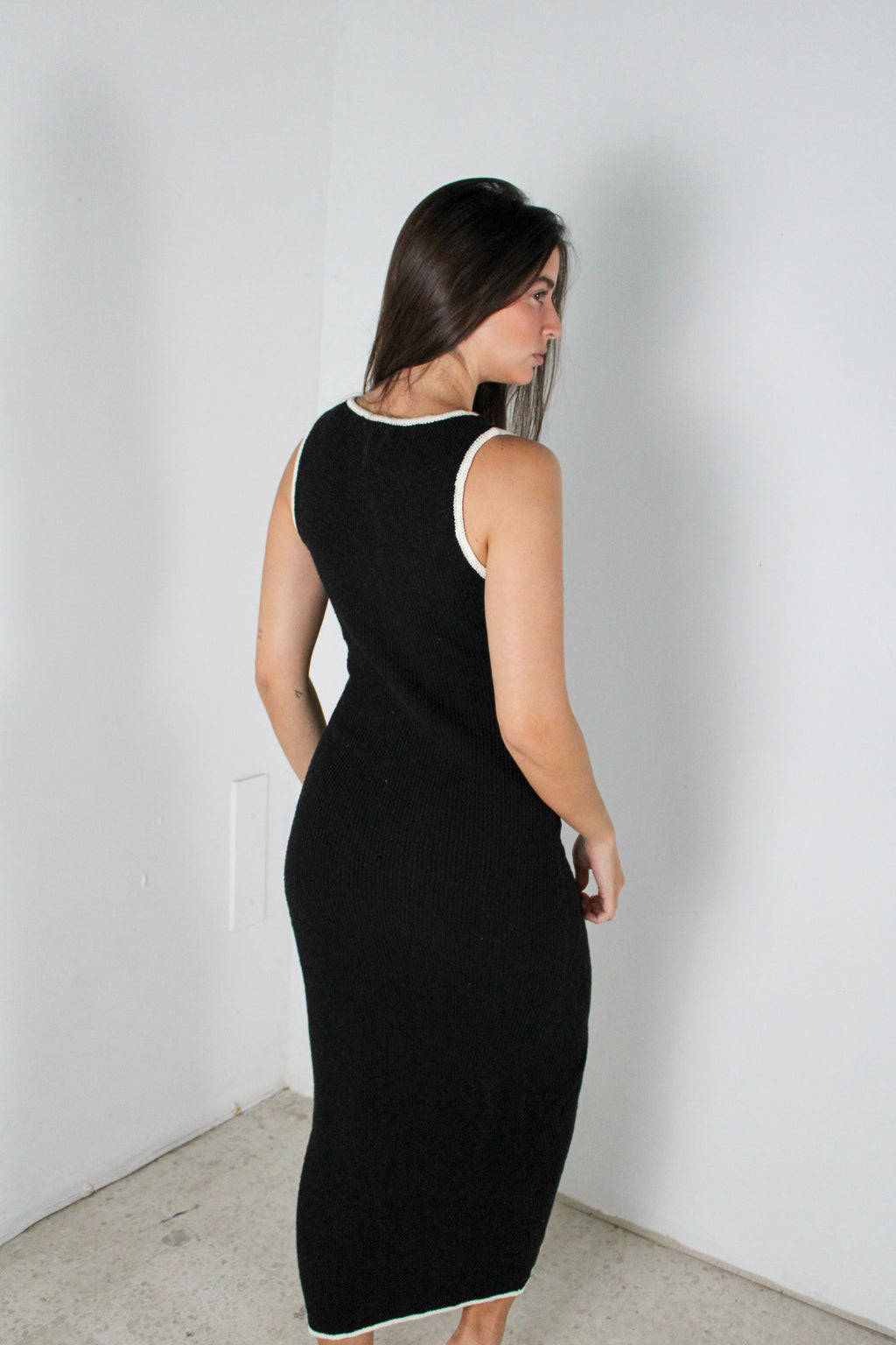 Contrast Binding Midi Dress