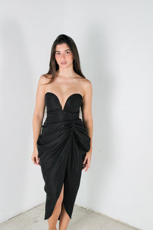 Drape Bustier Midi Dress