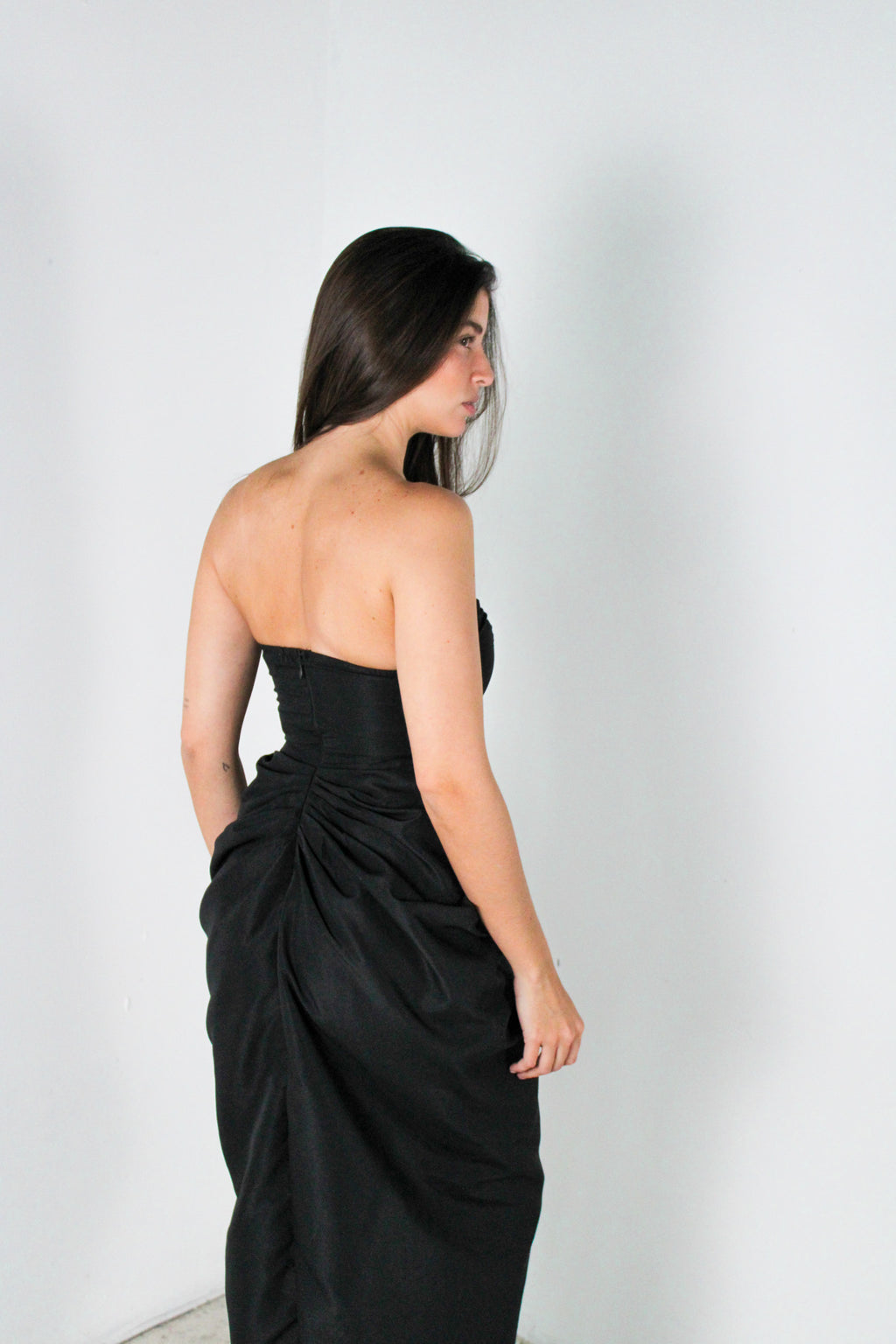 Drape Bustier Midi Dress