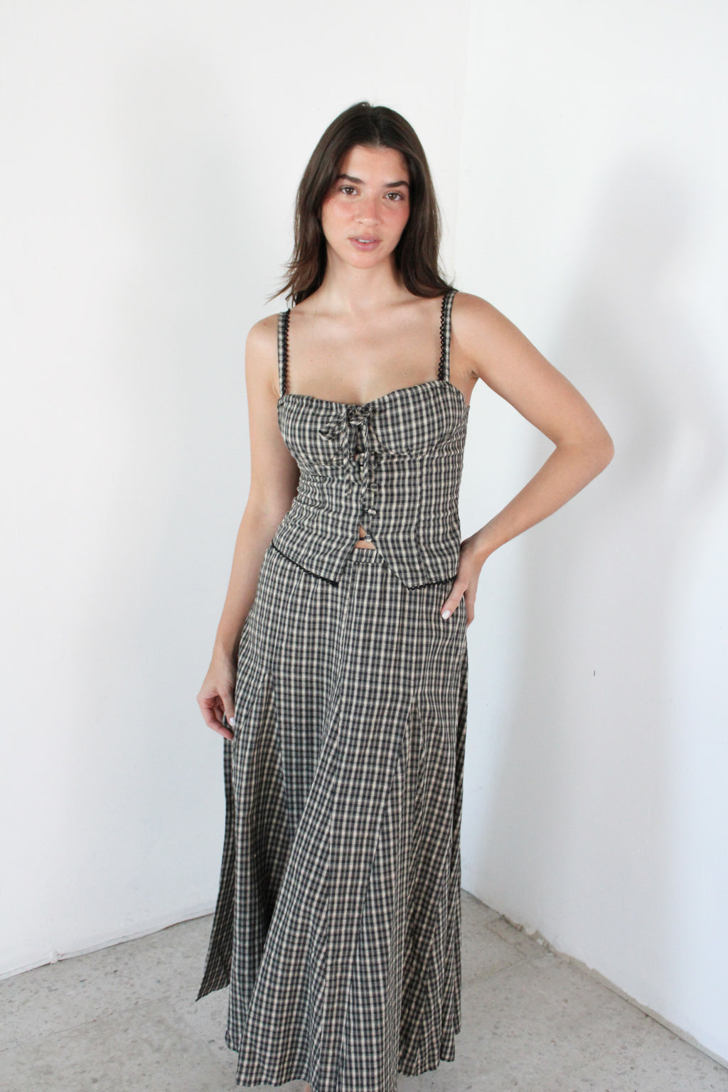 Gingham Top & Skirt Set