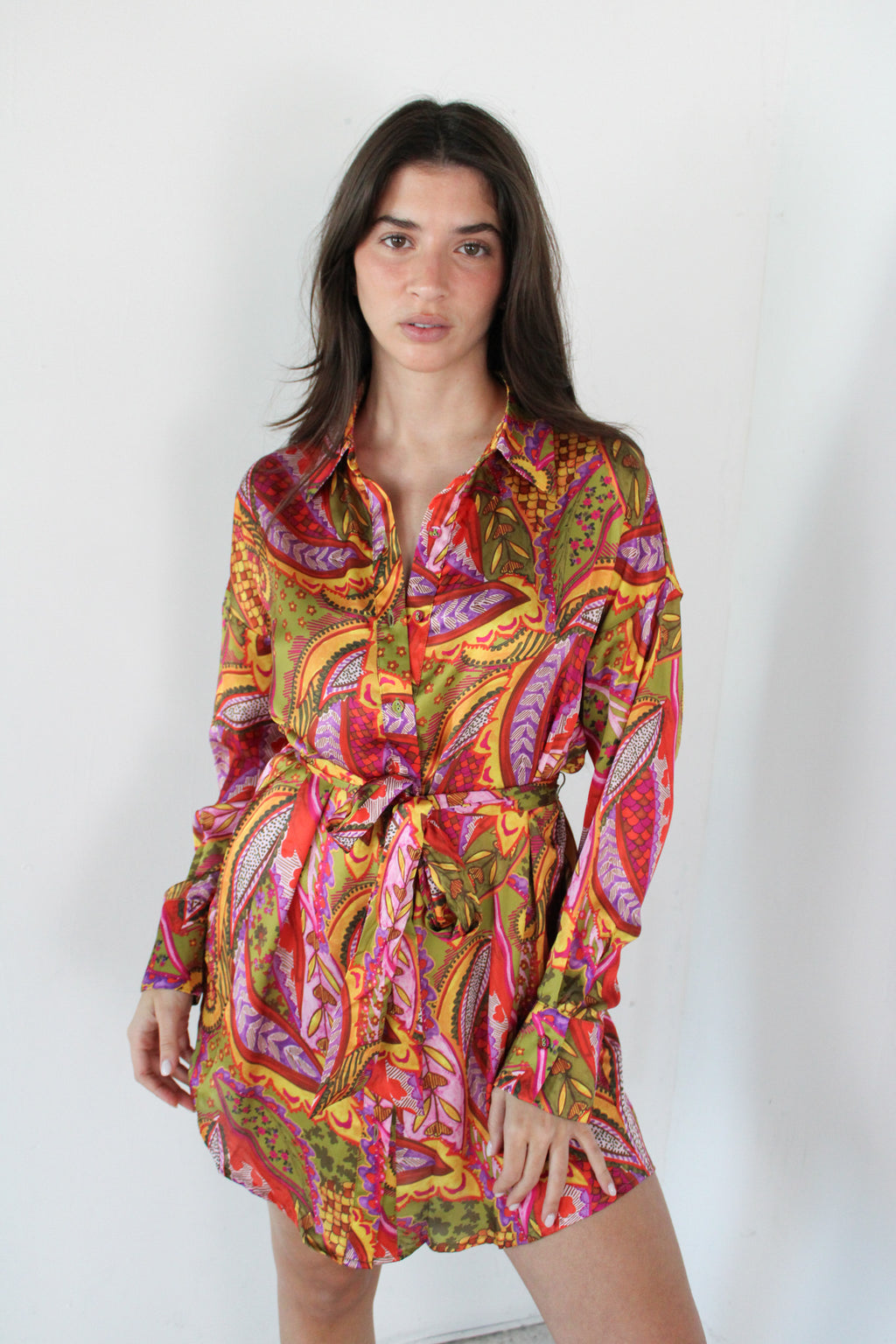 Paisley Print LS Dress