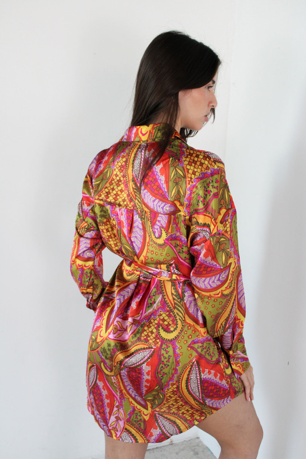 Paisley Print LS Dress