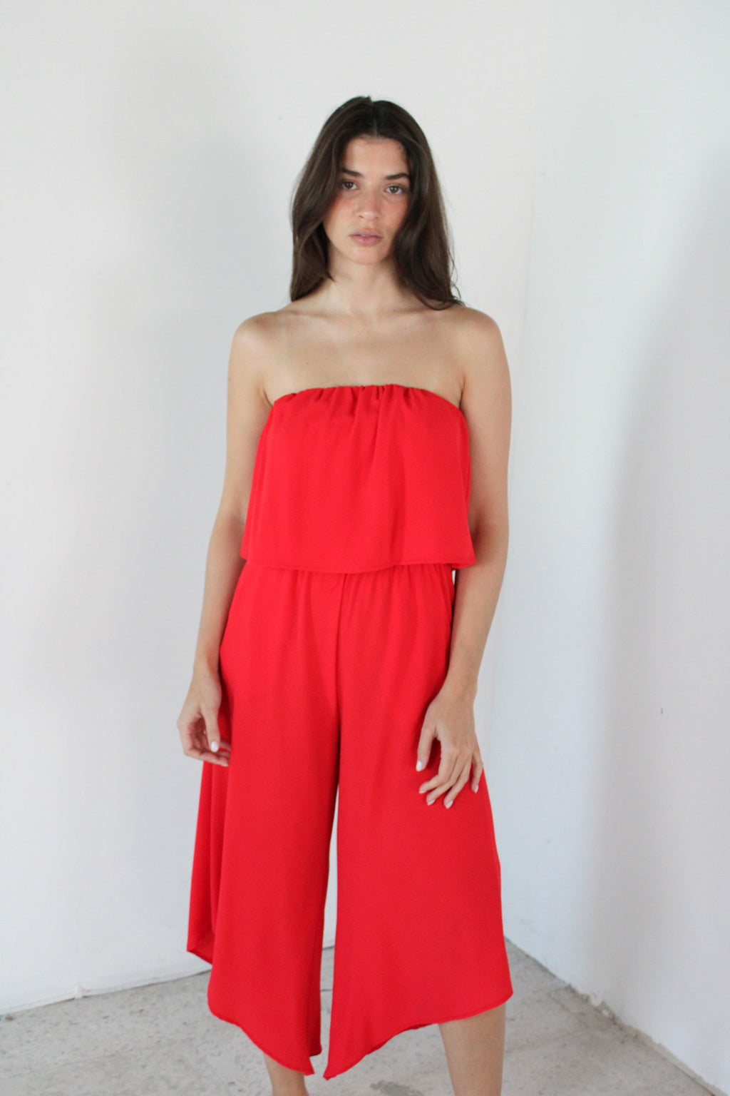 Solid Strapless Jumpsuit