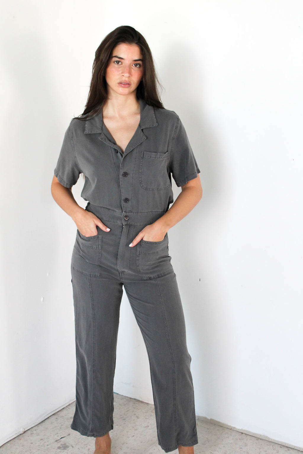 Grey Cargo Jumpsuit