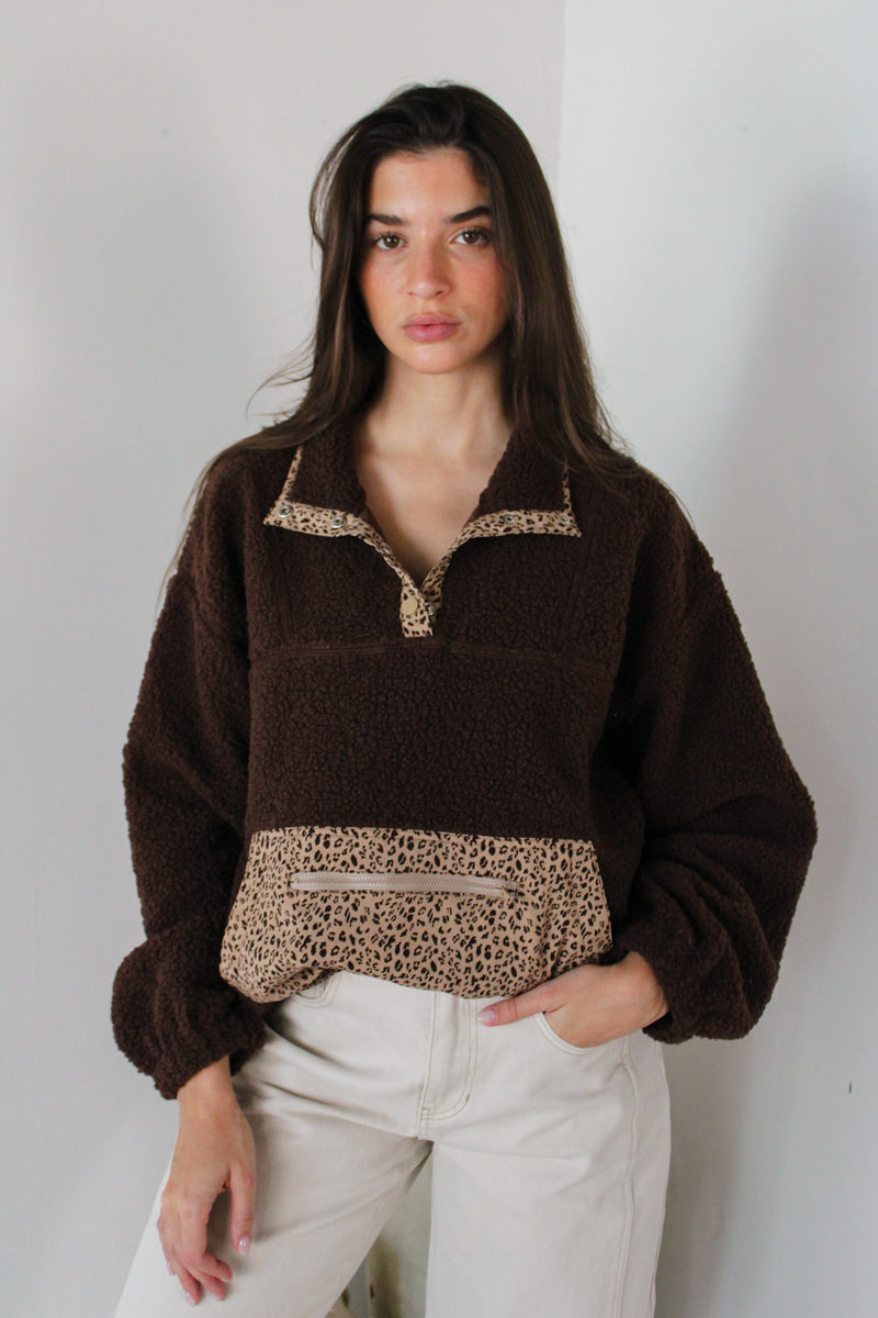 Leopard Fleece Pullover