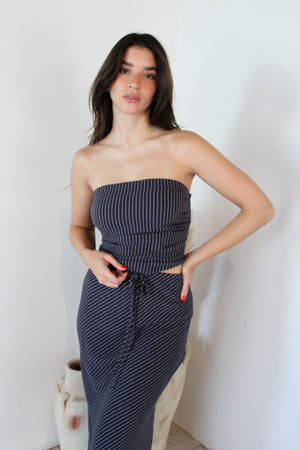 Stripe Tube Top & Skirt Set