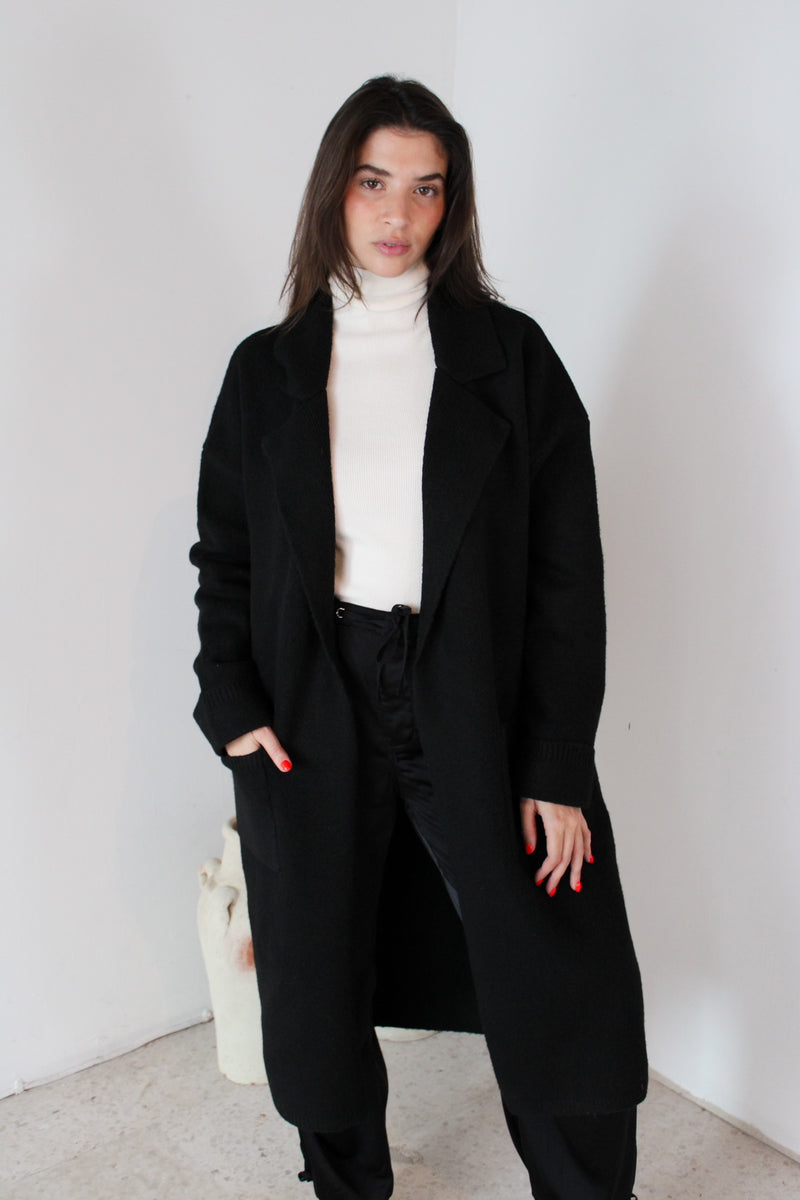 Solid Collared Long Cardigan