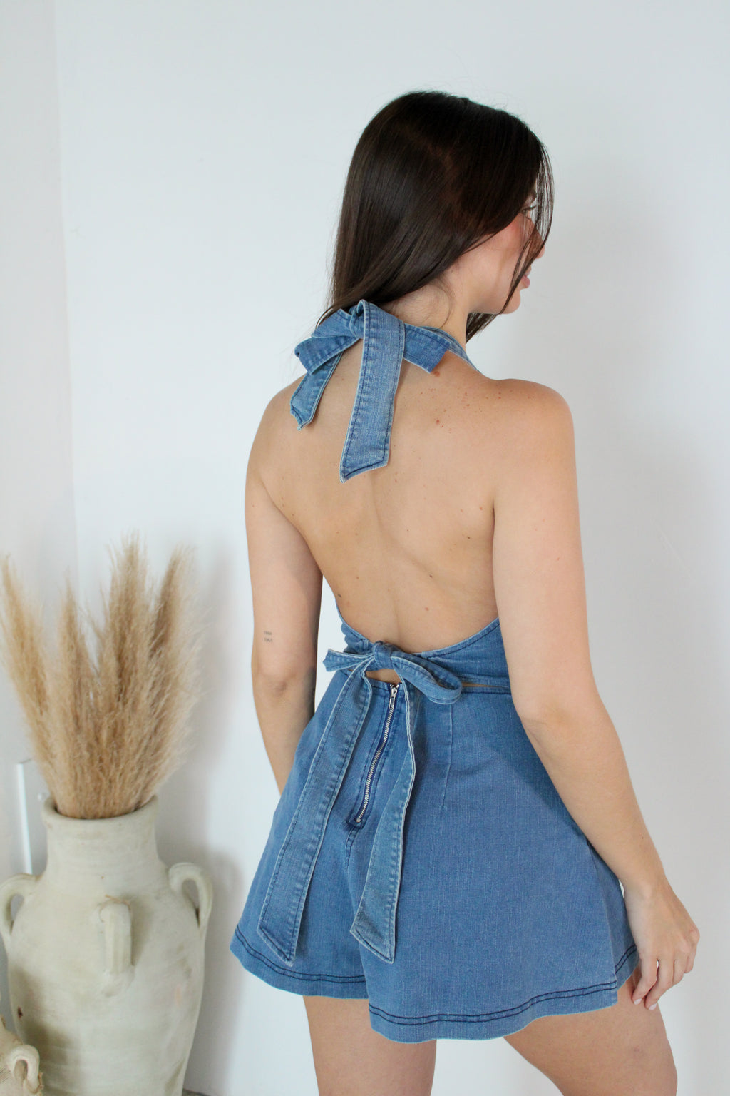 Halter Denim Romper