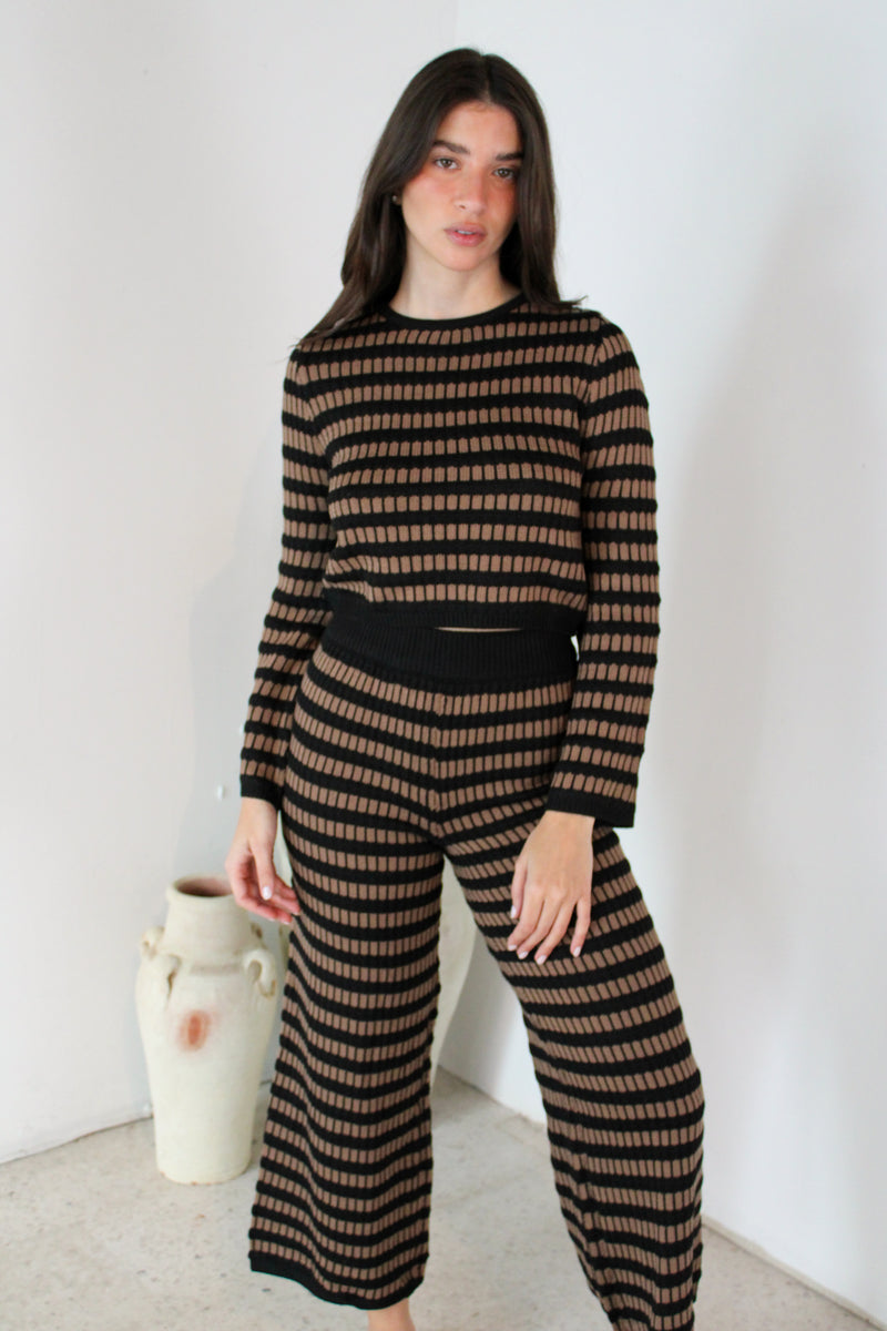 Black Mocha Stripe Lounge Set