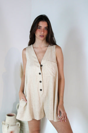 Linen Buttondown Romper