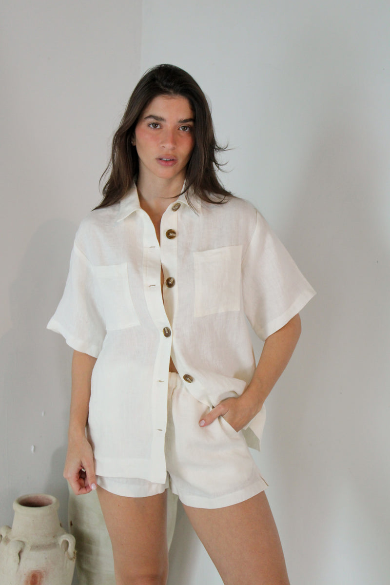 SS White Linen Set