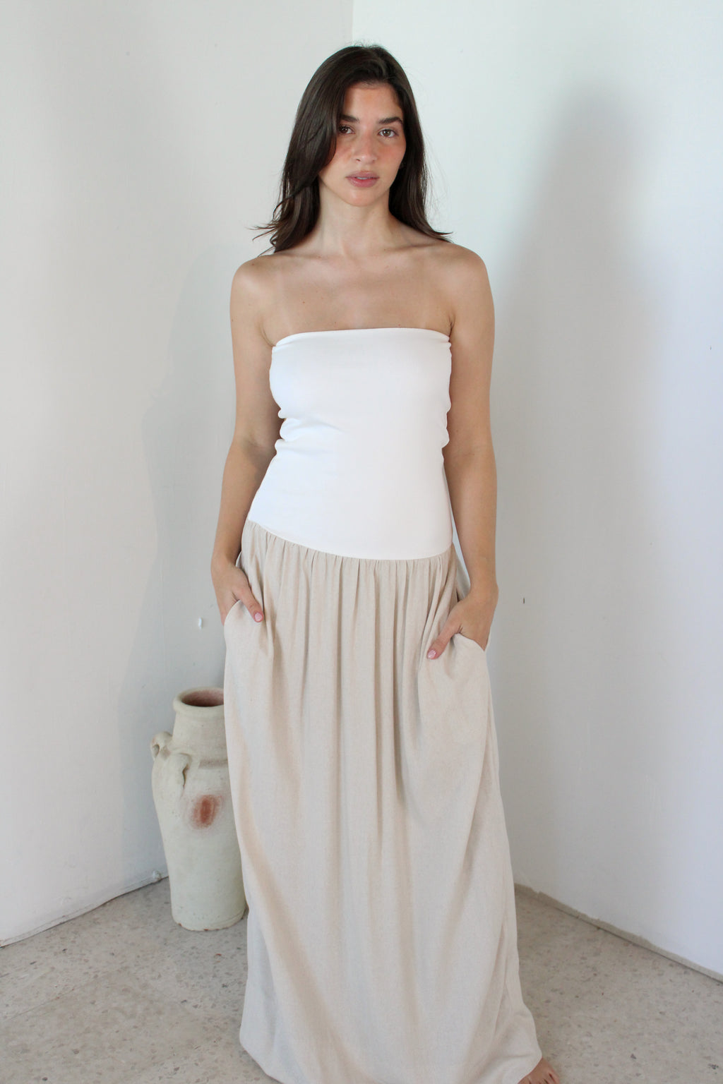 Linen Ribbed Maxi Dress