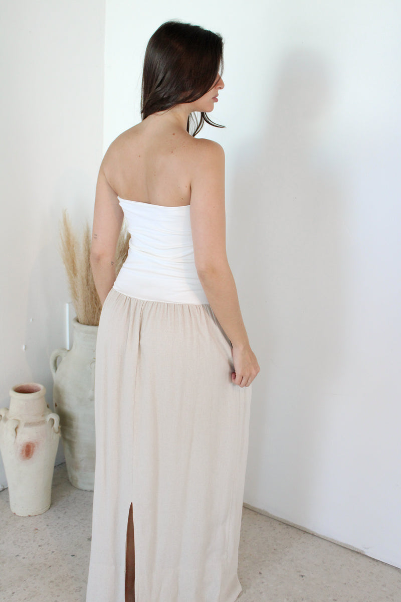 Linen Ribbed Maxi Dress