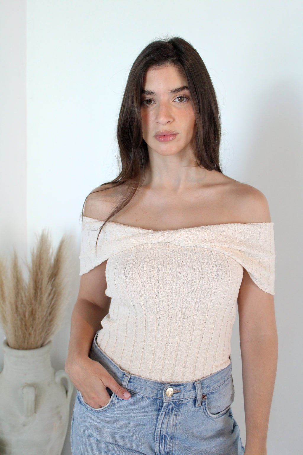 Off Shoulder Sweater Top