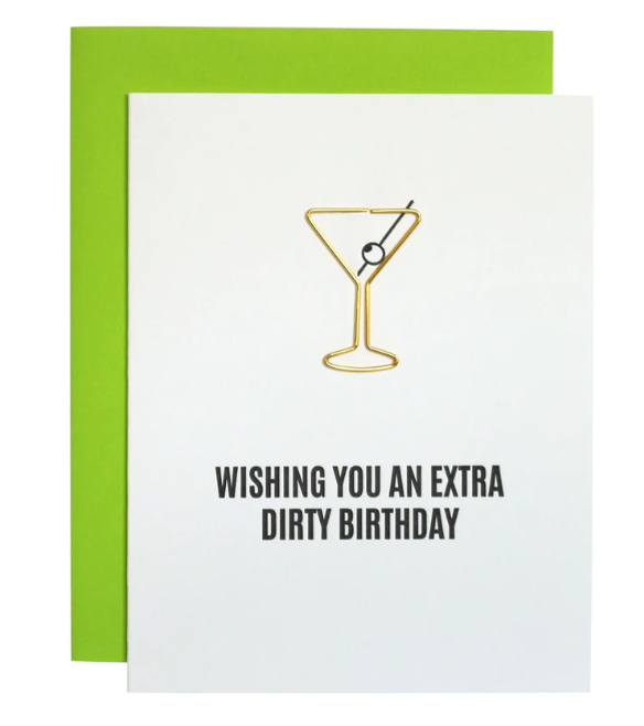 Extra Dirty Martini Birthday - Paper Clip Letterpress Card