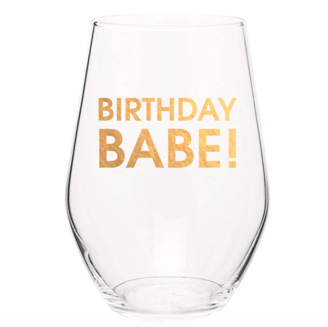 Birthday Babe - Gold Foil Stemless Wine Glass