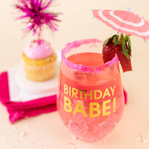 Birthday Babe - Gold Foil Stemless Wine Glass