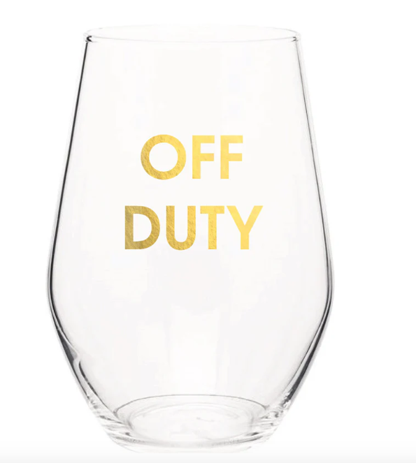 Off Duty - Gold Foil Stemless Wine Glass