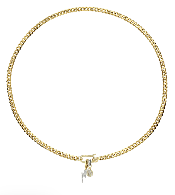 LINK CUBAN LIGHTNING CHARM NECKLACE