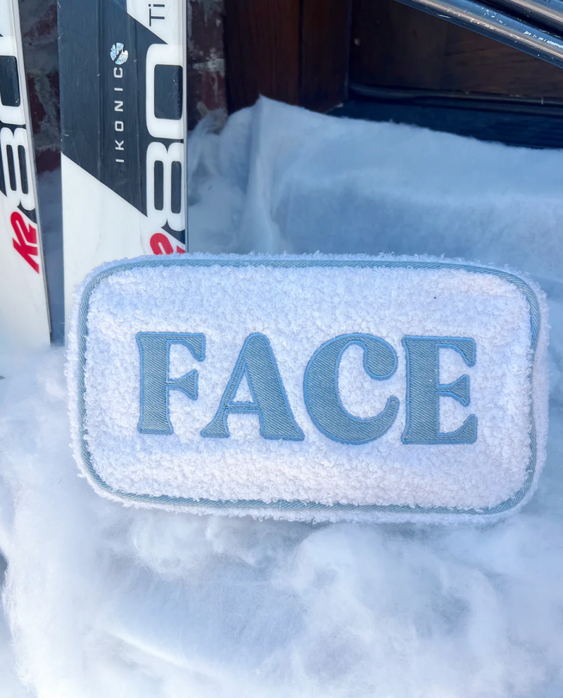 Face - Sherpa + Denim Large Makeup Bag